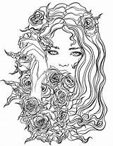 Coloring Pages Pretty Beautiful Girl Adults Girls Women App Recolor Colouring Flowers Color Adult Printable Print Book Colors sketch template