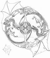 Mandala Coloring Pages Dragon Advanced Level Getdrawings sketch template