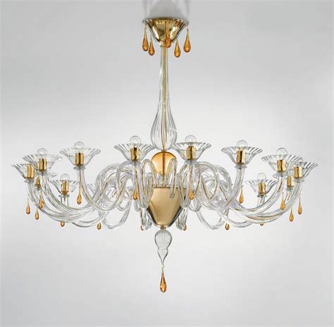 modern murano chandelier lighting clear glass  gold metal finish