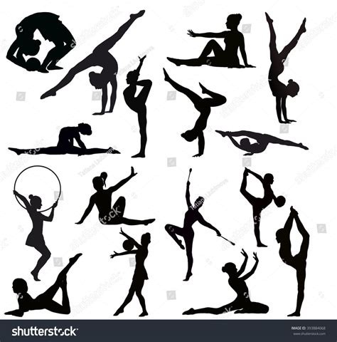 set of gymnasts vector silhouettes silhouette vector gymnastics