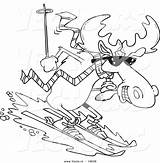 Downhill Moose Outlined Skiers Toonaday sketch template