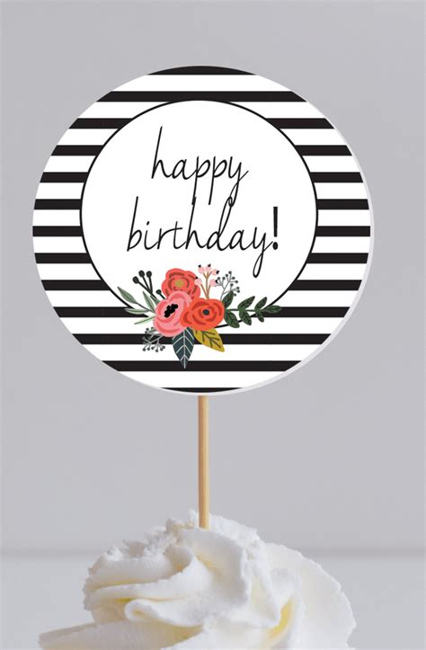 black  white cupcake toppers printables shabby mint chic party