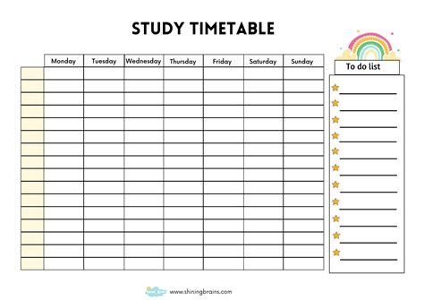study timetable template  students  timetable template printable