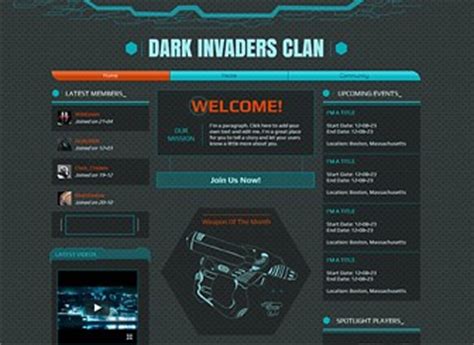 gaming clan website template wix