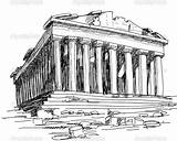 Parthenon Greece Pages Colouring Coloring Sketch Clipart Vector Journal Illustration sketch template