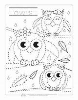 Tracing Fall Worksheets Pages Coloring Kids Itsybitsyfun Owls Fun sketch template