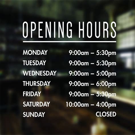 custom opening hours sign opening times sticker   business