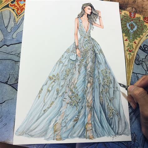 sketching draw dress drawing hautecouture eliesaab fashion