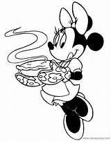 Minnie Coloring Pages Mouse Disneyclips Drink Food Baked Carrying Freshly Pie sketch template