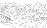 Coloring Valley Landscape Mountain Book Illustration Vector Summer Preview sketch template