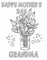 Grandma Mothers Coloring Pages Flowers Happy Mother sketch template