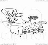 Remote Recliner Man Many Sitting Cartoon Holding Toonaday Royalty Controls Outline Illustration Rf Clip Clipart 2021 sketch template
