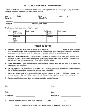 mobile home purchase contract sample  template