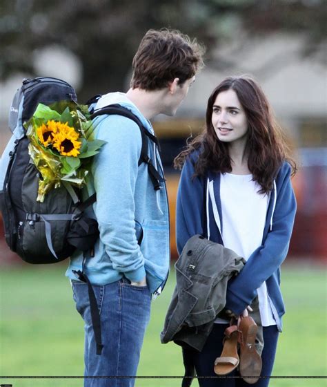 love rosie fans lily collins and sam claflin rehearse on the set of