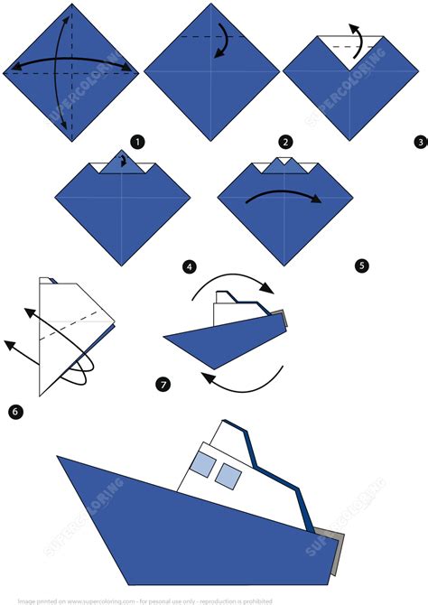 origami boat step  step instructions  printable papercraft templates