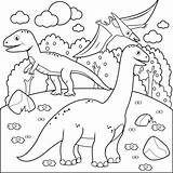 Dinozaury Kolorowanki Dinozaur Prehistoryczny Krajobraz Dinozaurami sketch template