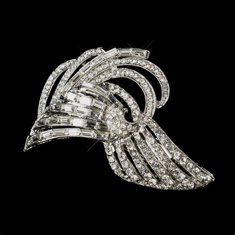 antique silver clear rhinestone vintage clip elegant bridal hair accessories