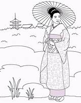 Japanische Geisha Traditionelle Colouring Coloringpagesfortoddlers sketch template