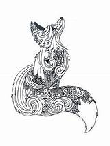 Fox Coloring Pages Zentangle Animals Mandala Animal Adults Adult Mandalas Drawing Rocks Tattoo Drawings Colouring Easy Color Geometric Printable Zentangles sketch template