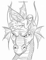 Coloring Fairy Pages Dragon Dragons Adults Adult Fantasy sketch template