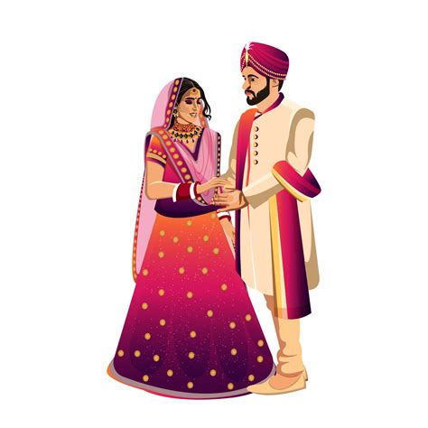 indian wedding couple character bride  groom  png