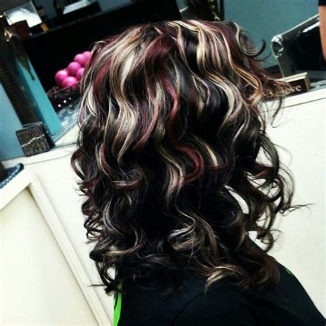 dark hair colors with red and blonde highlights blonde hair