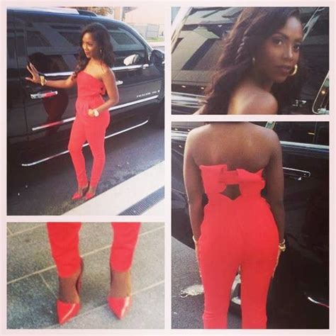 Alphas She Made It Tiwa Savage Rocks Sexy Red Jumpsuit For
