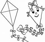 Coloring Simple Kites Kite Boys Happy Girls Pages Children sketch template