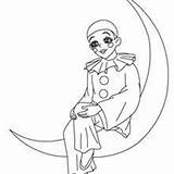 Coloring Pages Harlequin Hellokids Pierrot Carnival Moon Traditional Characters Close Joker Color sketch template