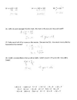 solving  step equations worksheet answer key  worksheet