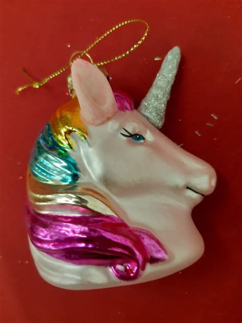 unicorn christmas ornament  glass catawiki