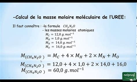 calculer une masse molaire moléculaire youtube