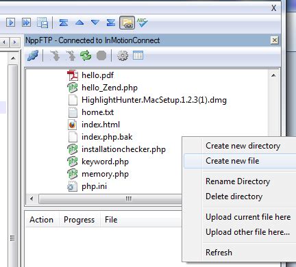 create   file inmotion hosting