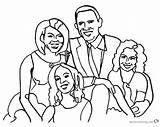 Family Coloring Obama Michelle Printable Her Kids Pages sketch template