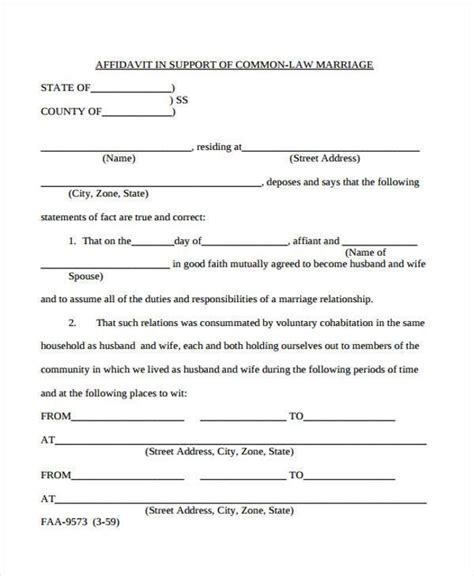 printable tdcj common law marriage affidavit form printable forms