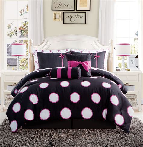Vcny Home Sophie Polka Dot Polyester Bed In A Bag Comforter Set Twin