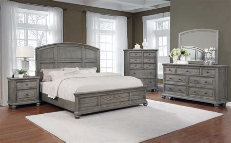 master furniture  pcs eastern king bedroom set  grey rustic