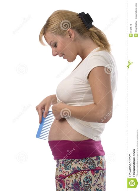 Portret Van Een Zwangere Vrouw Stock Foto Afbeelding