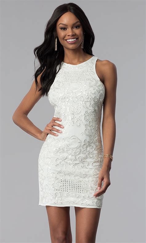 Embroidered Short White Cheap Holiday Party Dress
