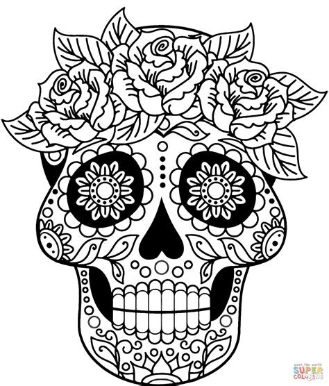 sugar skull coloring page  printable coloring pages
