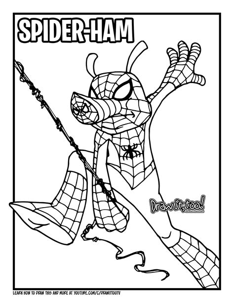 draw spider ham marvel comics drawing tutorial draw