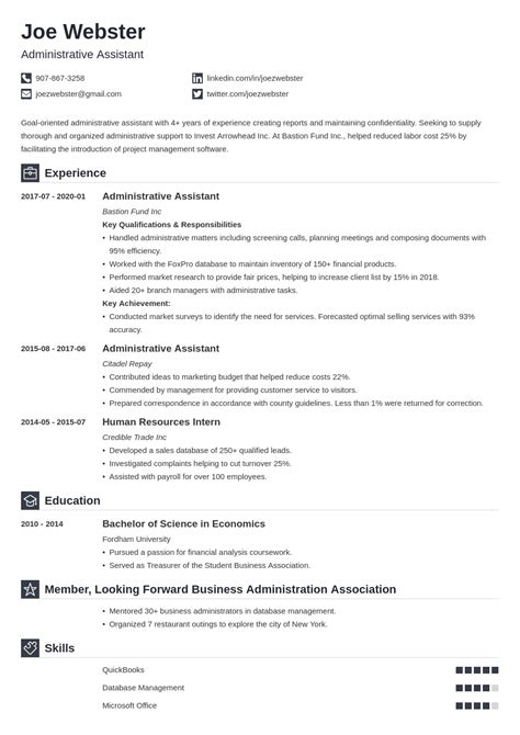 business administration resume  template iconic resume
