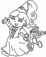 Dora Coloring Pages Princess Printable Colouring Nickelodeon Halloween Drawing Nick Barbie Color Explorer Sheets Kids Jr Learn Things Cartoon Bubakids sketch template