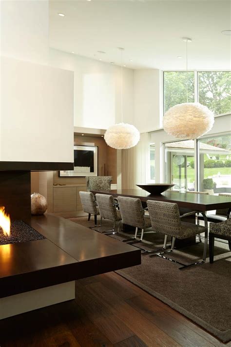 modern dining room  fireplace hgtv