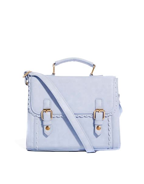 asos women handbag bag satchel blue pastel leather  schoudertas tassen mode