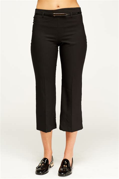 black cropped formal trousers