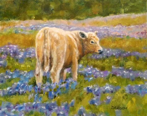 daily painting projects bluebonnet calf oil painting  portrait farm