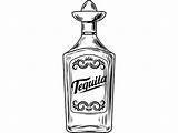 Tequila Botella Licor Sombrero Bottles Copa Flasche Liquor Alkohol Schnaps Bebida Vectorified sketch template