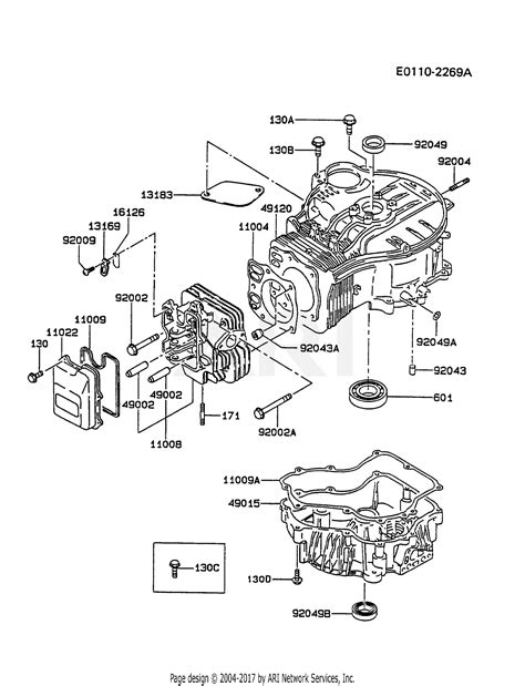 kawasaki fcv   stroke engine fcv parts diagram  cylindercrankcase