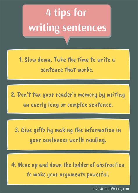 great tips  writing sentences susan weiner investment writing